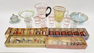 Group of mid-century lemonade sets and boxed tumblers, including a lemonade set with gilt bands