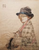 Possibly Irish school (CDH?) Pastel and charcoal drawing  Half-length portrait of a woman with