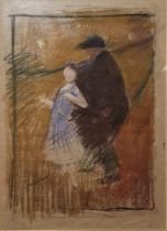 Attributed to John da Costa (1867-1931) Mixed media "Youth and Age", unsigned, framed and glazed,
