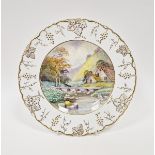 Royal Crown Derby bone china plate, early 20th century, printed green and painted red A775/3