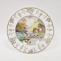 Royal Crown Derby bone china plate, early 20th century, printed green and painted red A775/3
