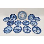 Collection of Royal Copenhagen Christmas year plates, printed green factory marks, titled and with