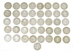 Quantity of George V crown coins and others, predominantly early 1920's (2 boxes)