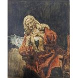 Unattributed Watercolour drawing Copy of "Old Woman Cutting Her Nails" by Rembrandt, 28cm x 22cm
