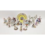 Assorted late 19th/early 20th century Dresden and Continental porcelain figures in the Meissen-