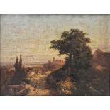 Late 18th/early 19th century Italian school Oil on panel Coastal landscape with figure on