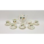 Royal Doulton Art Deco part coffee service, circa 1930s, printed green marks, pattern no. U1536,