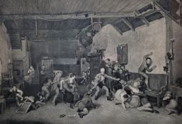 After David Wilkie RA by Abraham Raumbach  Pair line engravings  "The Rent Day" and "A Game of