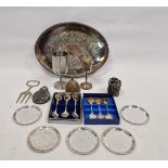 Quantity souvenir spoons and other plated items