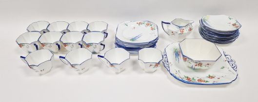 Shelley Queen Anne pattern Art Deco part tea service, printed and painted with the Lupin pattern,