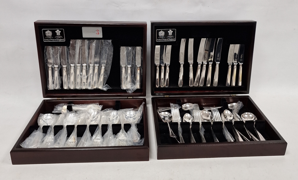 Two sets of Arthur Price EPNS 'Harley' pattern table flatware for six settings, each in polished