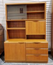 Mid-century sideboard by McIntosh with glazed top and cocktail cabinet, 170cm high x 120cm wide x