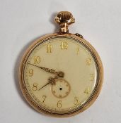 14K gold pocket watch, button winding with subsidiary seconds dial (second dial, hand missing and