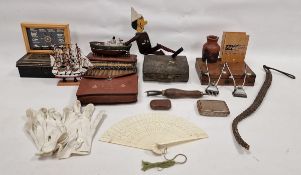 Assorted collectables including a leather and blue watered silk masonic apron and gloves named for W