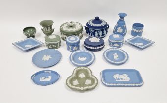 Collection of Wedgwood Jasperware, 20th century, various impressed factory marks, including sage