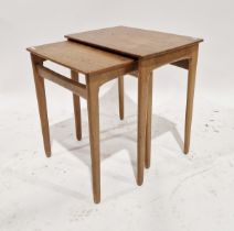 Mid-century Danish teak nest of two tables, both with KK stamp to base, largest 50cm x 42.5cm x 24.