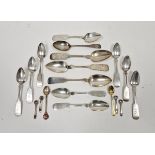 Quantity American silver-coloured spoons, fiddle pattern, marked Haliwell, W J Styles, Squire &