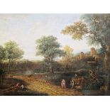 18th century style, after Lambert (c. 1900)  Oil on canvas Rustic lakeside landscape with