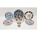 Assorted items of pottery and porcelain including an English mid-18th century delftware blue and