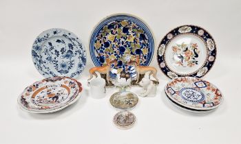 Assorted items of pottery and porcelain including an English mid-18th century delftware blue and