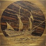 Rudy Lechleiter (Canadian/German, b.1947) Etching on copper and brass Maritime scene with tall