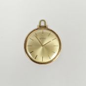 Longines open-face gold-plated pocket watch, the gold coloured circular dial having raised gilt