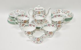 Minton bone china 'Haddon Hall' pattern part breakfast service, 20th century, printed brown marks