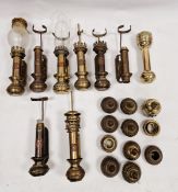 Group of 'GWR' and 'White Star, Liverpool' brass wall-mounted railway carriage oil lamps and