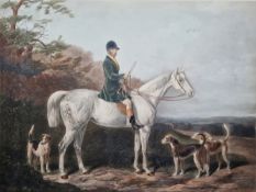 W & H Barraud by Edward Hacker Coloured engraving  "Mr Will'm Long on Bertha", 57cm x 69cm