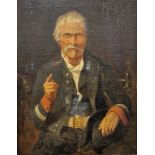 Half-length portrait of a Tyrolean man with pipe, 34cm x 25cm