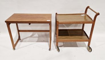 Mid-century two-tier tea trolley by Staples, together with the larger fold-over table only , from