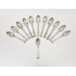 Victorian set of twelve silver king's pattern dessert spoons, being hallmarked London 1848 by