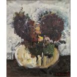 Franz Servais (1904-??) Oil on board Still life vase of flowers, signed lower right, 29cm x 24cm