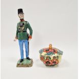 Dresden porcelain figure of a rifleman from the 60th Regiment, circa 1900, printed blue marks,