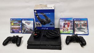 Sony PS4, with stereo gaming headset starter kit for games, two controllers and a small quantity