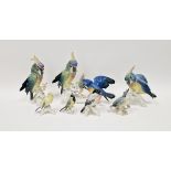 Collection of Karl Ens porcelain models of birds, circa 1900, printed green marks, impressed