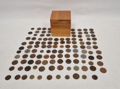 Box of early 20th century British coinage, predominantly 1930's-50's George VI one pennies