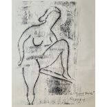 Alfred Birdsey (1912-1996)  Monograph Black and white print of female nude, signed and inscribed 'To