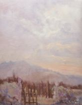 David Mynett Pastel drawing "Mallorca Sunset Near Pollensa", signed and labelled verso, dated