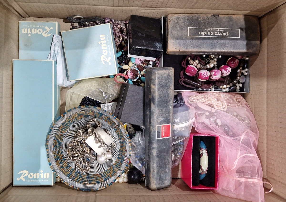 Quantity of costume jewellery to include necklaces, bangles, etc (1 box)
