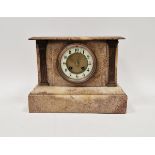 Late 19th/early 20th century alabaster-cased mantel clock, the circular dial having Arabic