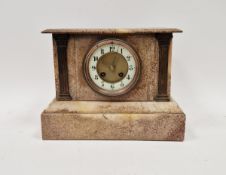 Late 19th/early 20th century alabaster-cased mantel clock, the circular dial having Arabic