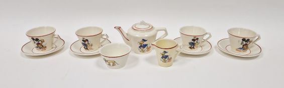 Wade Heathware Walt Disney Mickey Mouse pottery miniature tea set, printed black marks to teapot,