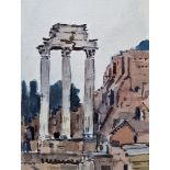 Tom Richards Watercolour drawing  "Temple of Dioscuri", 19cm x 14cm  Unattributed Charcoal and
