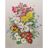 Pamela Davis (20th century school) Gouache "Spring Posy", still life of flowers, signed lower right,