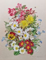 Pamela Davis (20th century school) Gouache "Spring Posy", still life of flowers, signed lower right,