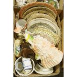 Large quantity of assorted ceramics and glassware to include Edwardian and Victorian plates,