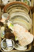 Large quantity of assorted ceramics and glassware to include Edwardian and Victorian plates,