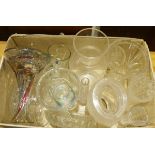 Collection of assorted glassware and ceramics, 20th century coloured glass sweetmeat dish, a pressed