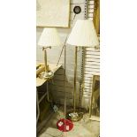 Adjustable brushed brass reading lamp, another modern reading lamp and a brushed brass table lamp (